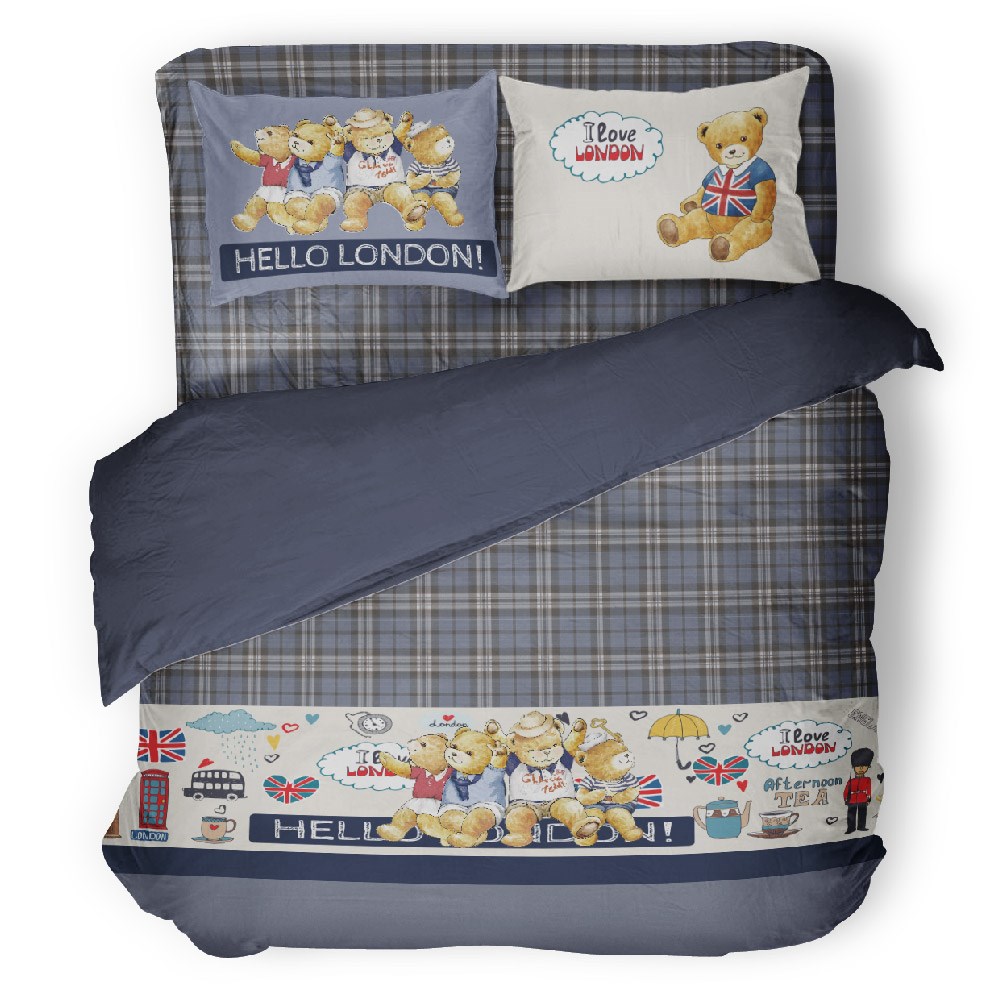 奧斯汀/泰迪兩用被床包組/精梳美國棉/TD017四人遊