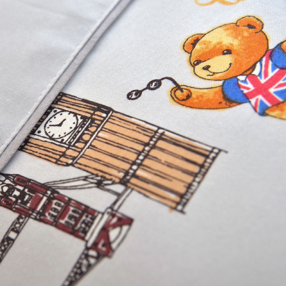 奧斯汀/泰迪兩用被床包組/精梳美國棉/TD001-1遊倫敦(淺灰)