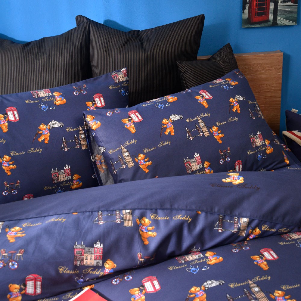 奧斯汀/泰迪兩用被/精梳美國棉/TD001-2遊倫敦(深藍)