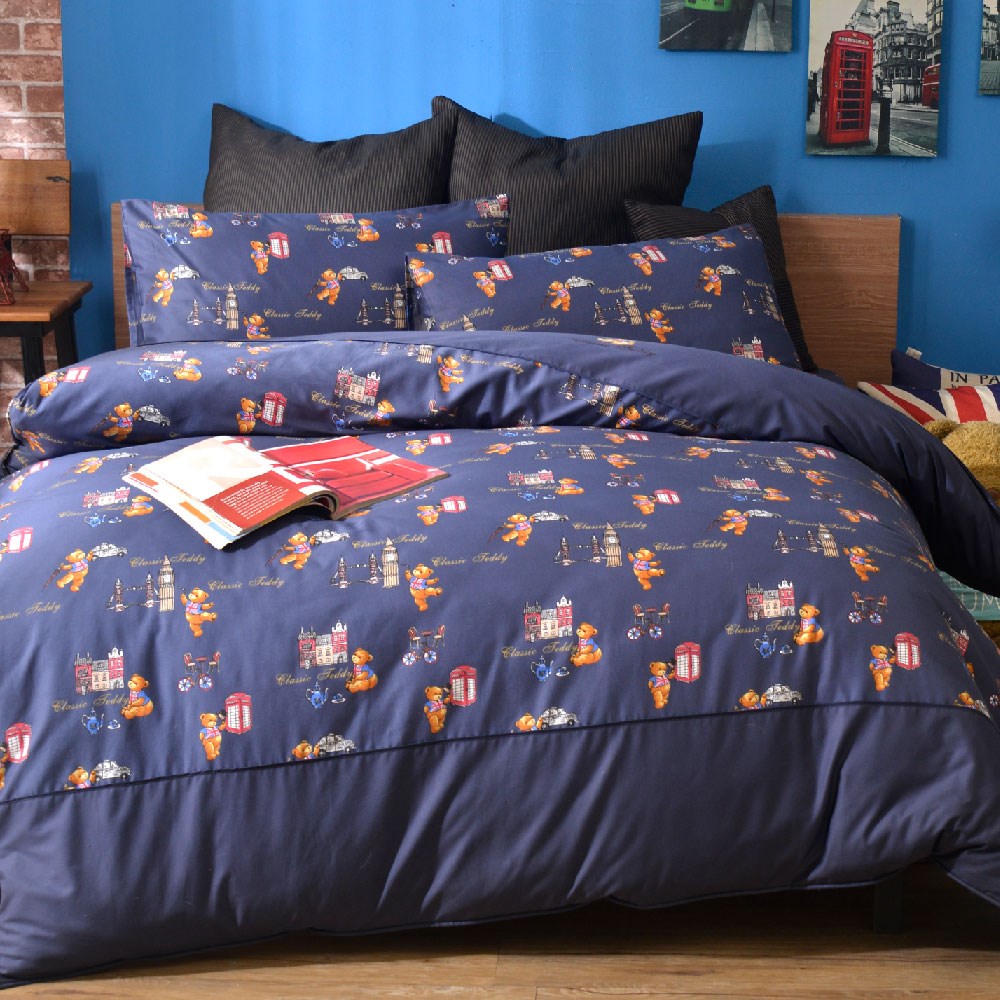 奧斯汀/泰迪兩用被/精梳美國棉/TD001-2遊倫敦(深藍)