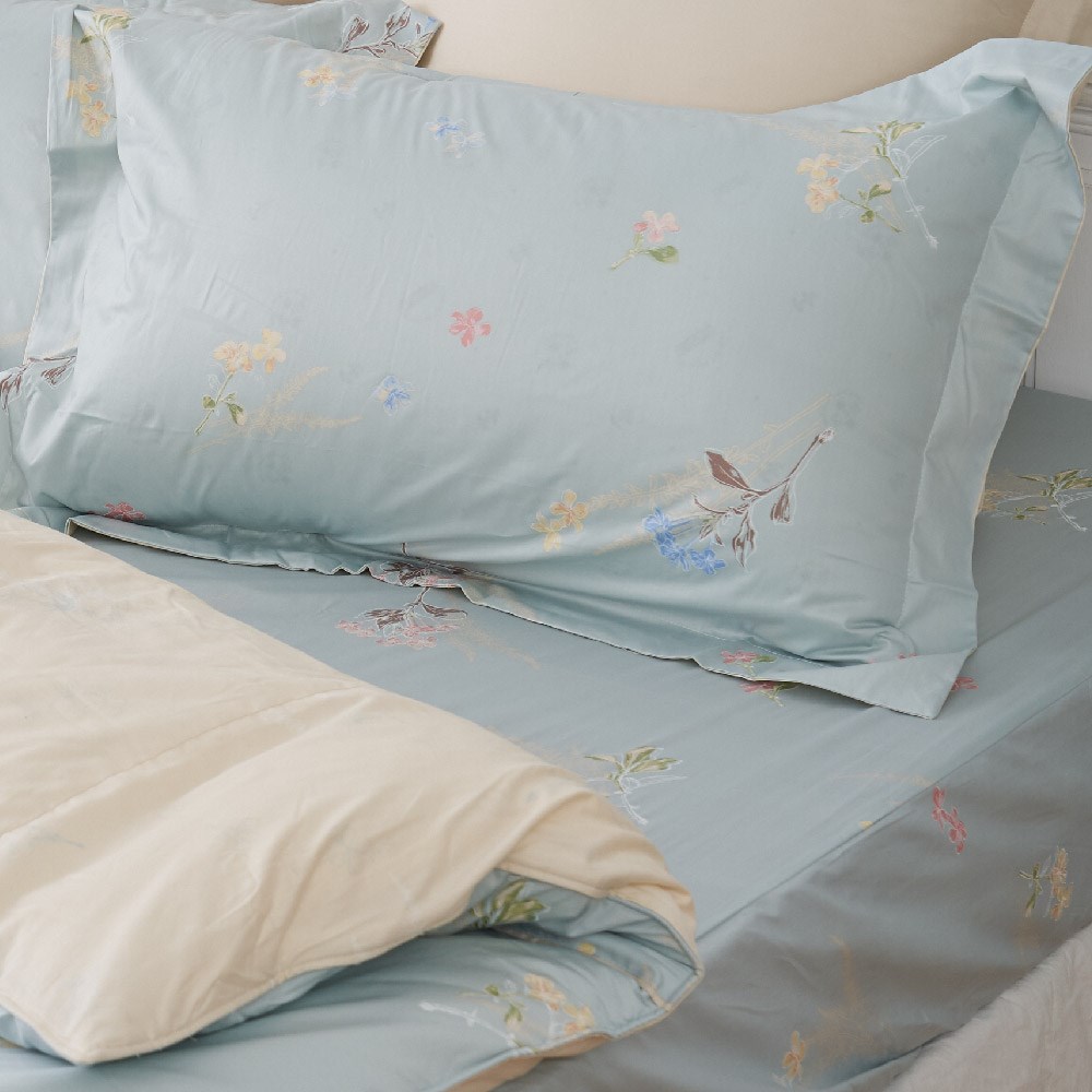 奧斯汀/床包組/100%無異纖精梳純棉/02012菲麗絲(綠)