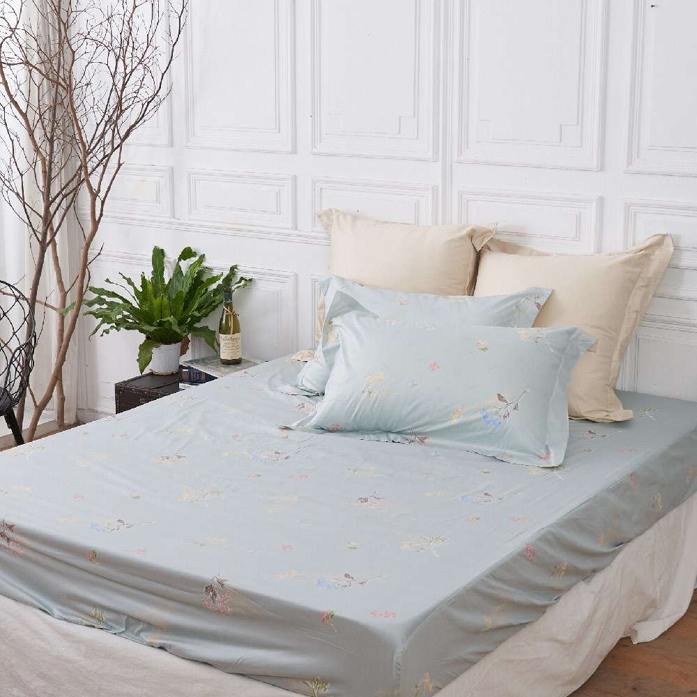 奧斯汀/床包組/100%無異纖精梳純棉/02012菲麗絲(綠)