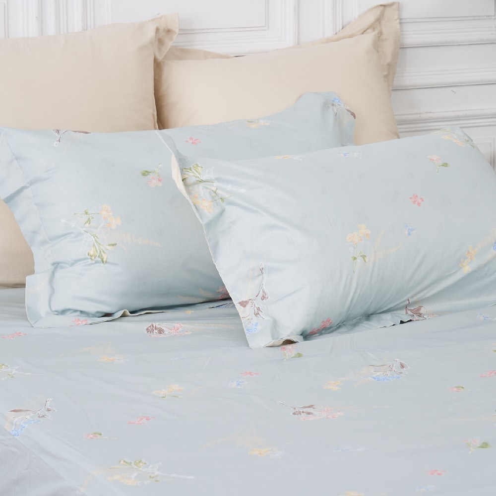 奧斯汀/床包組/100%無異纖精梳純棉/02012菲麗絲(綠)