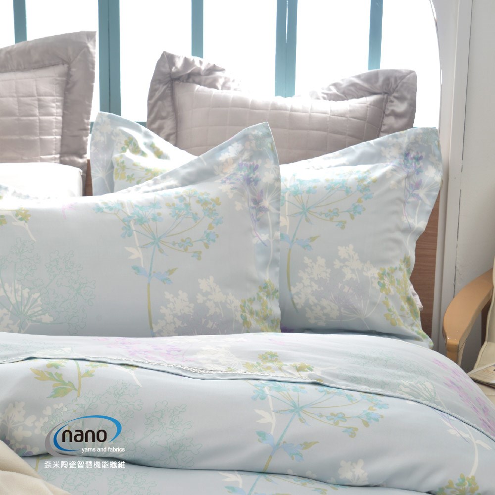 奧斯汀/兩用被床包組/天使天絲/02039幸福花園(藍)
