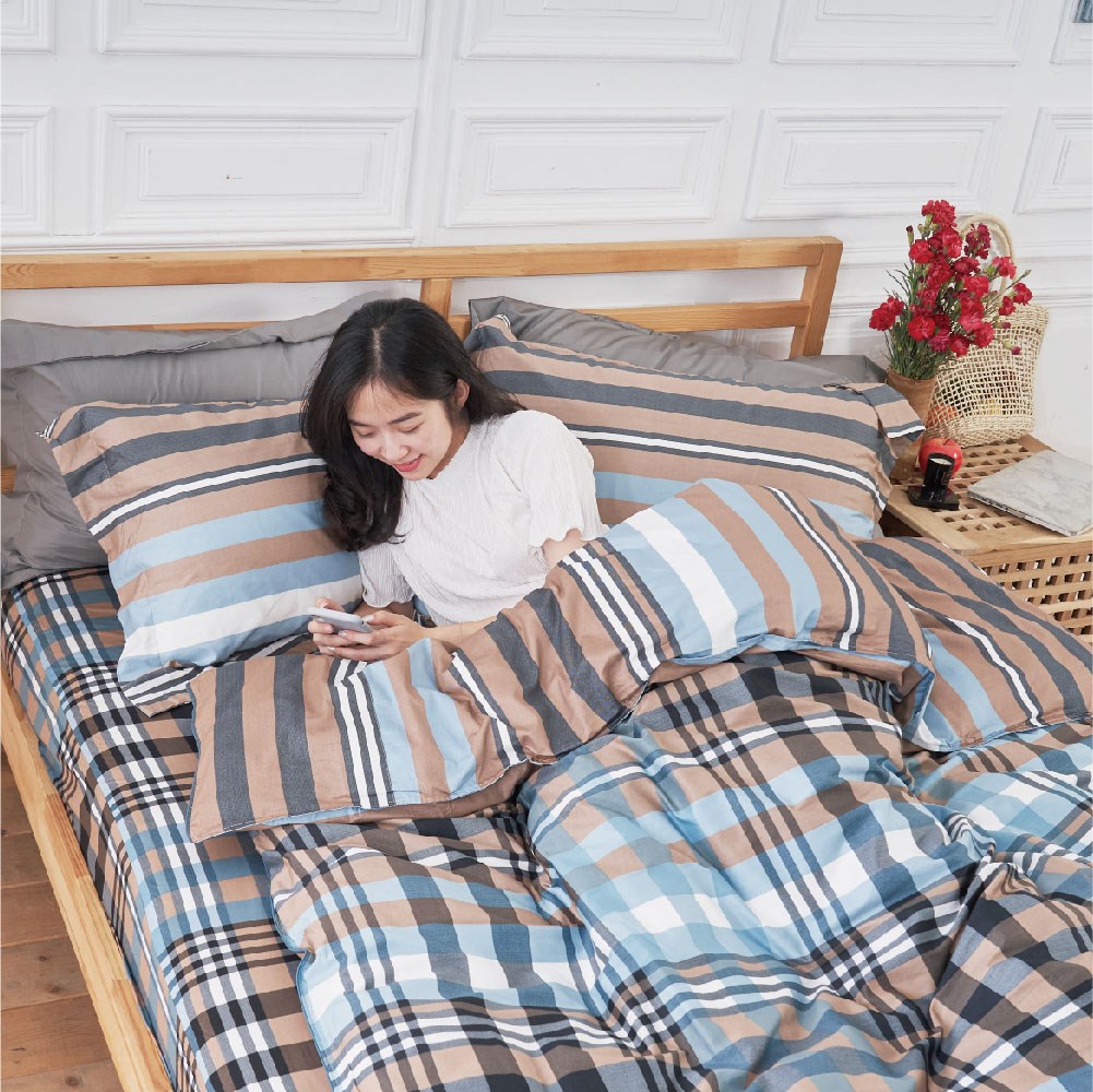 奧斯汀/兩用被床包組/100%無異纖精梳純棉 /1606英倫風情