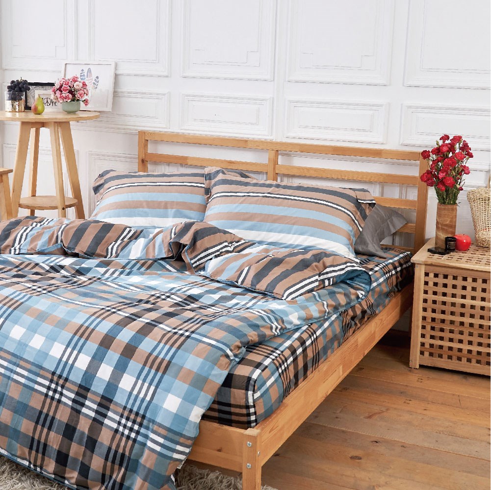 奧斯汀/兩用被床包組/100%無異纖精梳純棉 /1606英倫風情