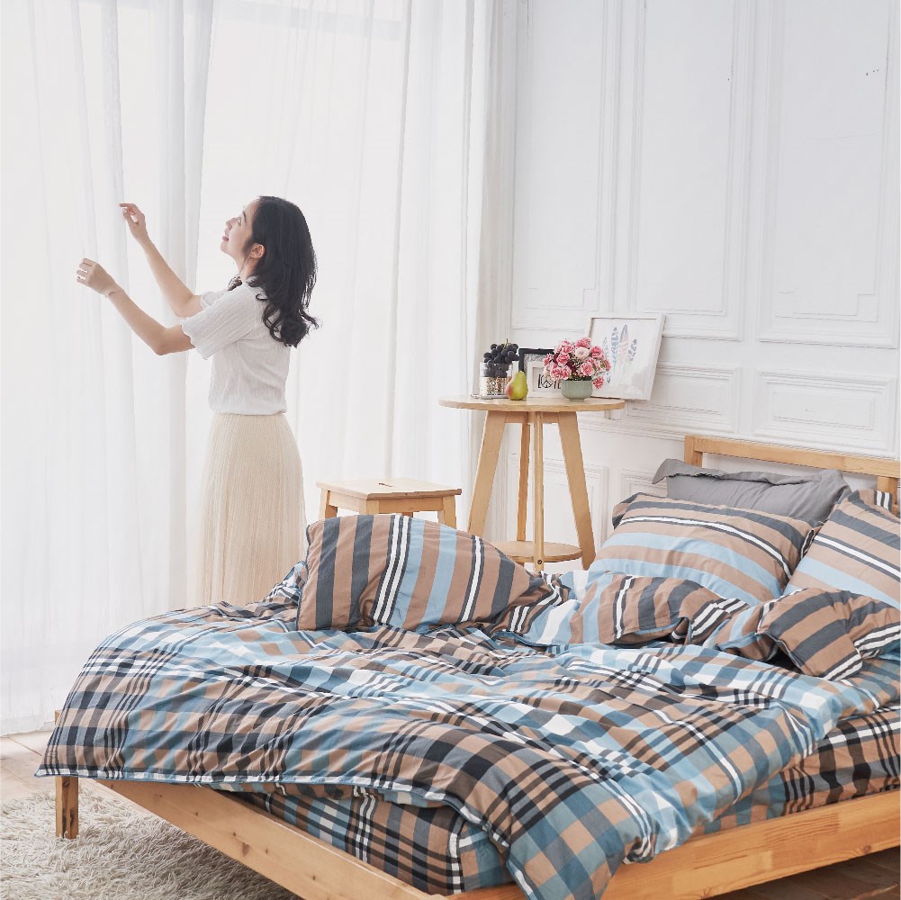 奧斯汀/兩用被床包組/100%無異纖精梳純棉 /1606英倫風情