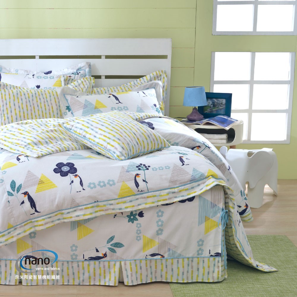 奧斯汀/七件式床罩組/100%無異纖精梳純棉/02001企鵝王國