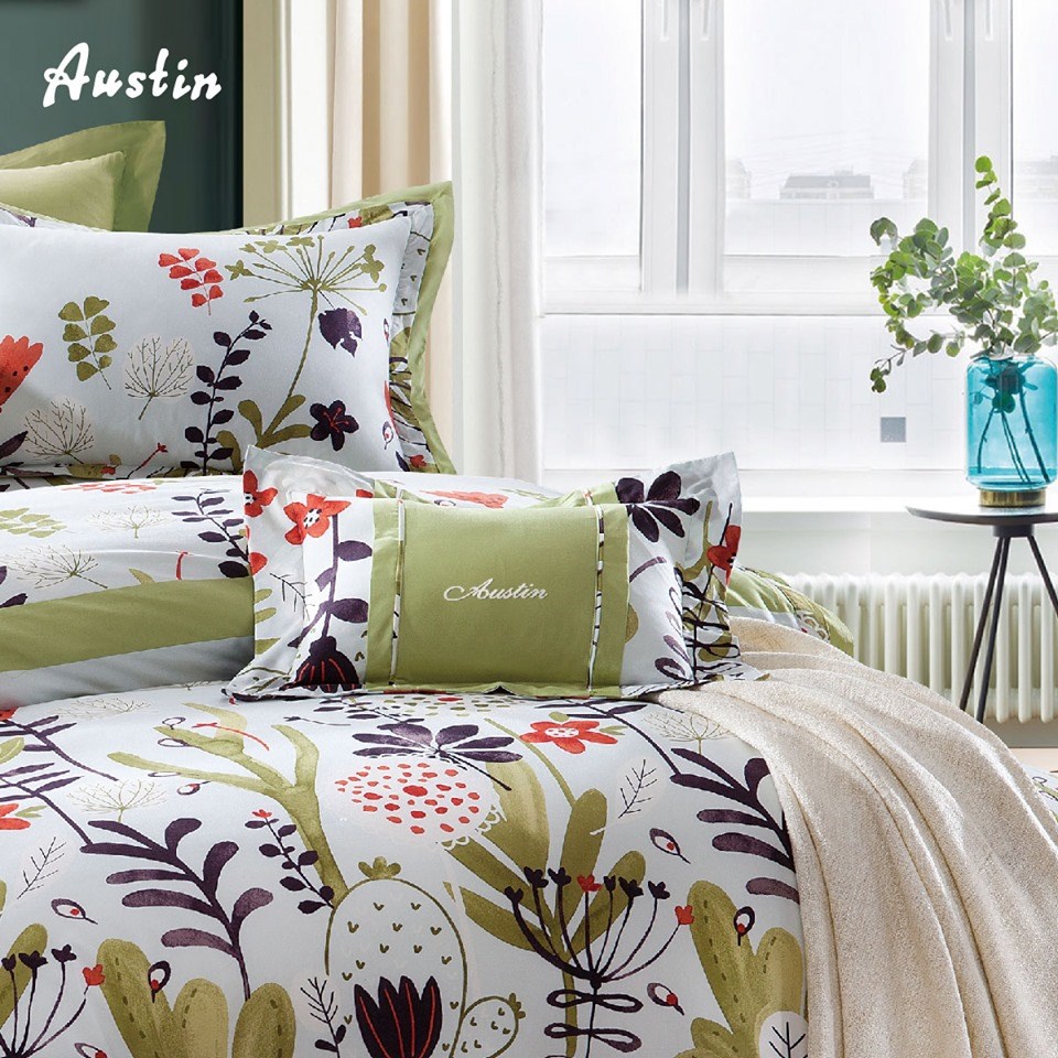 奧斯汀/七件式床罩組/100%無異纖精梳純棉/1902森林之歌