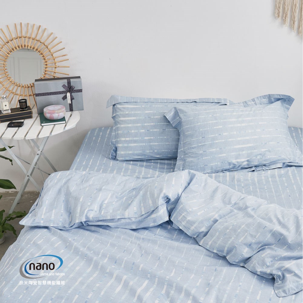 奧斯汀 | 薄被單  | 100%無異纖精梳純棉 | 1903-2瓦爾羅(藍)