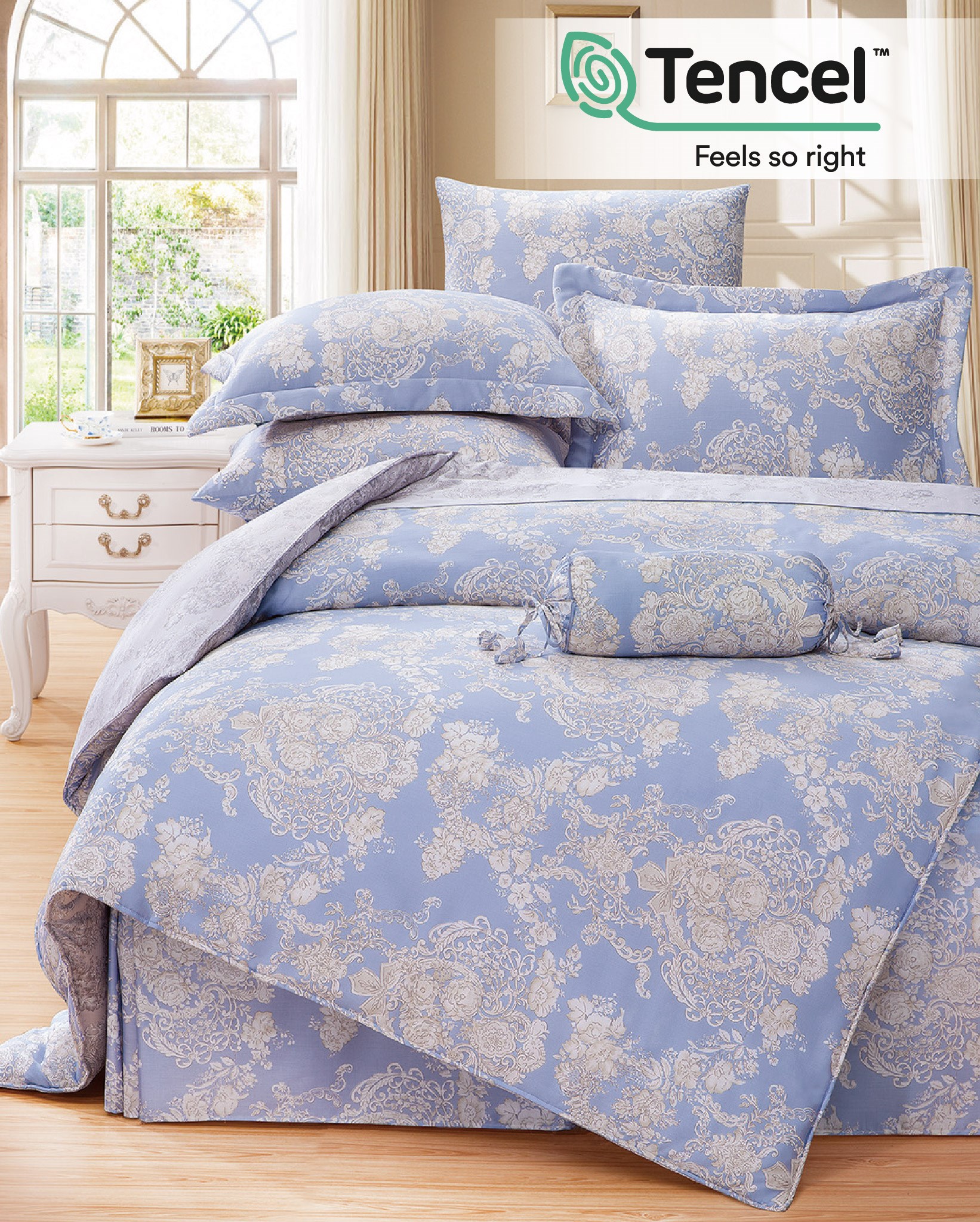 天絲寢具,親膚,兩用被床包組,七件是床罩組