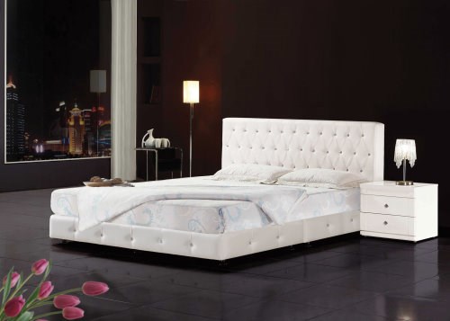 皇后款-墨銀雪水鑽皮床架組(有黑色/白色/銀色任選)