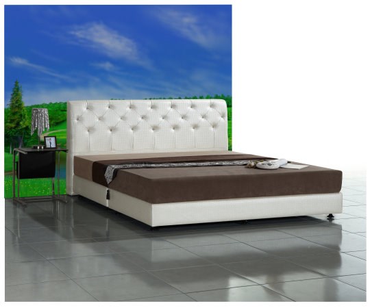 珍珠白鱷皮床架組