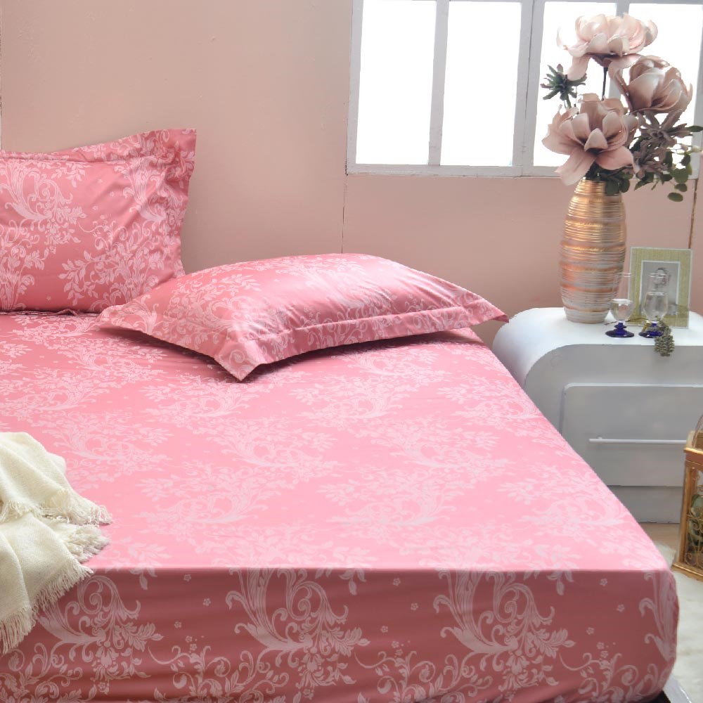 兩用被床包組/床罩組/床包組/被單/100%無異纖精梳純棉/2101心花怒放(粉)