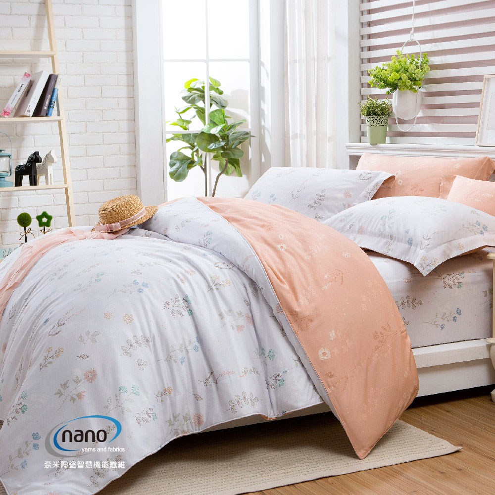 奧斯汀|純粹好棉|2316莉內婭(橘)|床包組|兩用被床包組|床罩組|被單|兩用被|100%無異纖精梳純棉