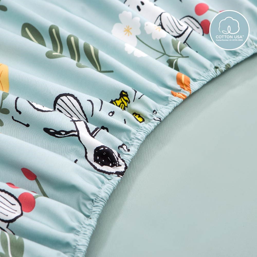 奧斯汀/ SNOOPY /兩用被床包組/床包組/被單/精梳美國棉/SN131花花世界