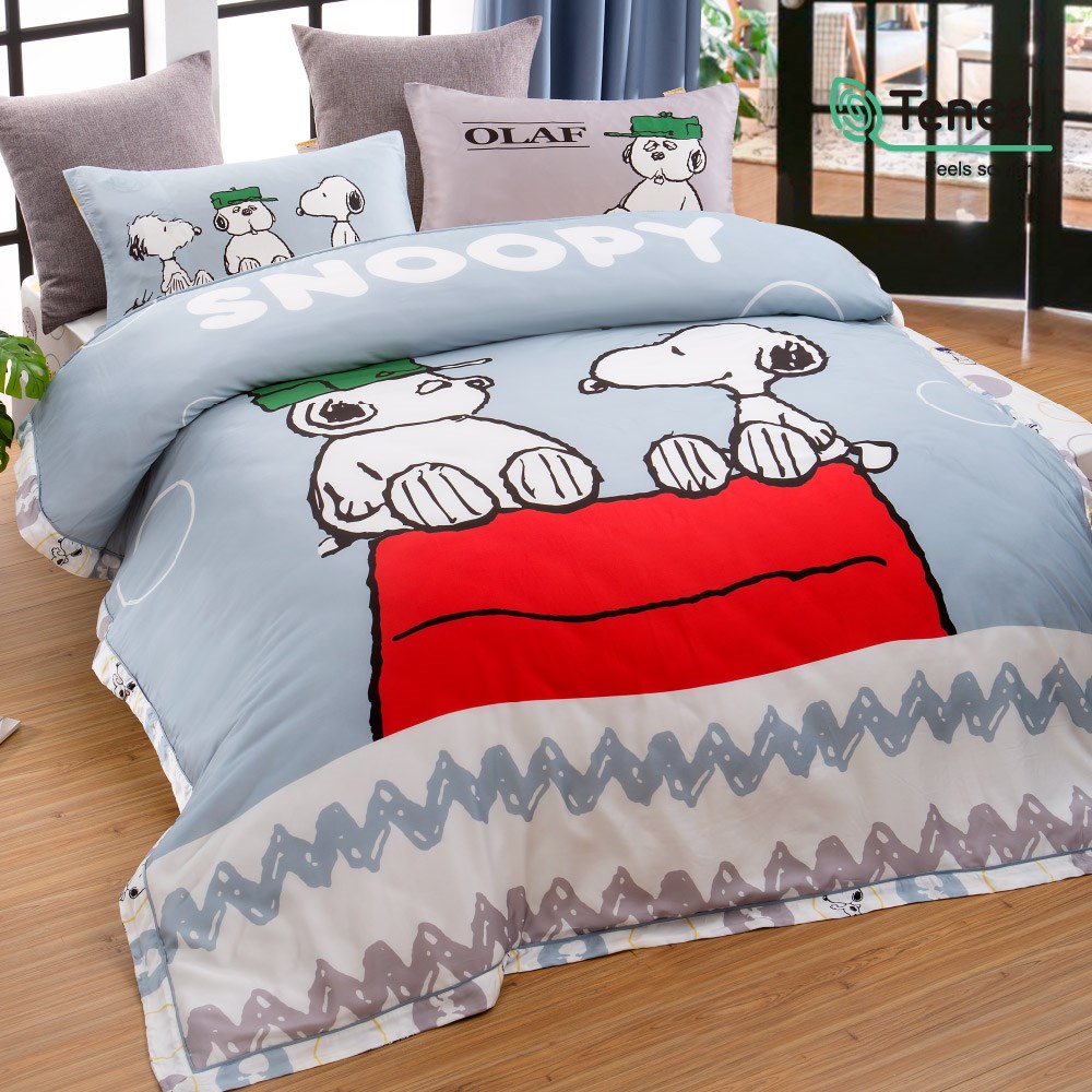奧斯汀SNOOPY/床包組/薄被單/兩用被床包組/300織天絲/SN140可愛家人
