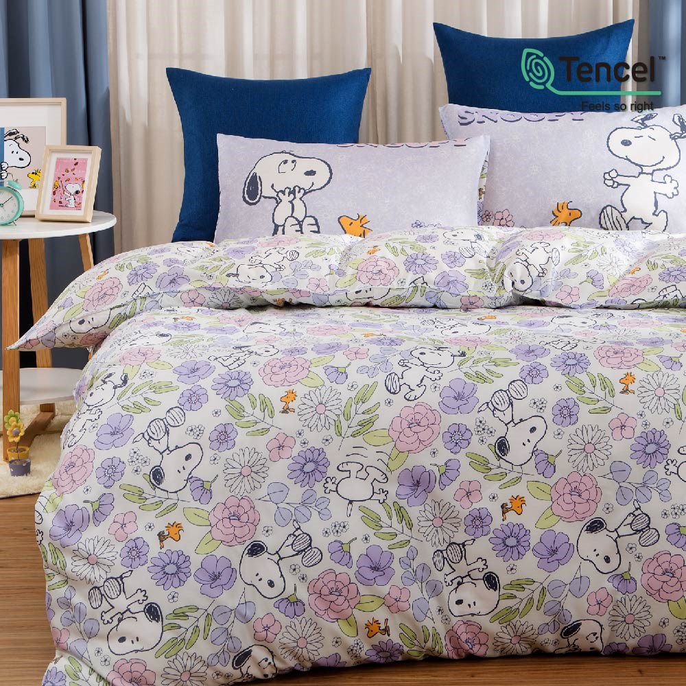 奧斯汀/ SNOOPY兩用被床包組/200織天絲/SN507躲貓貓