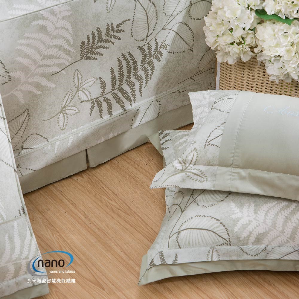 兩用被床包組/床罩組/床包組/被單100%無異纖精梳純棉/2219莎琳(綠)