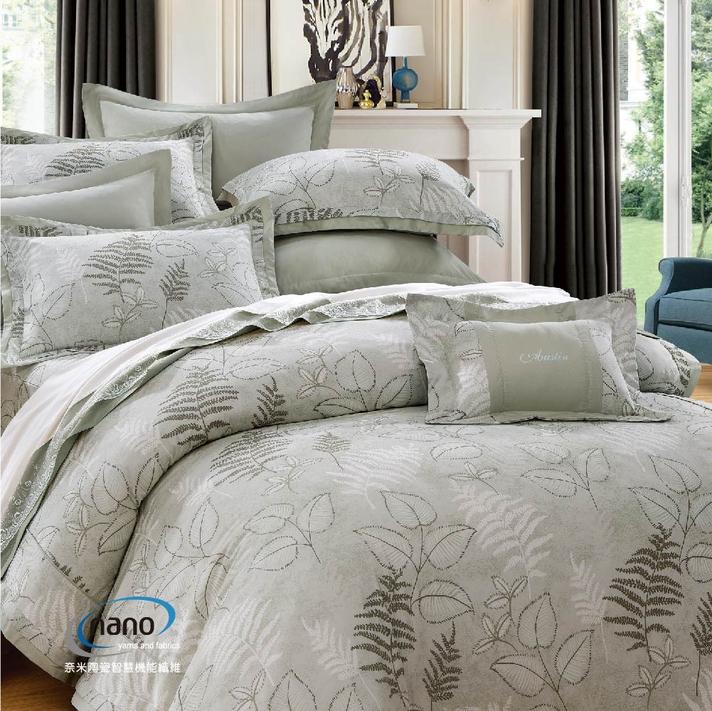 兩用被床包組/床罩組/床包組/被單100%無異纖精梳純棉/2219莎琳(綠)