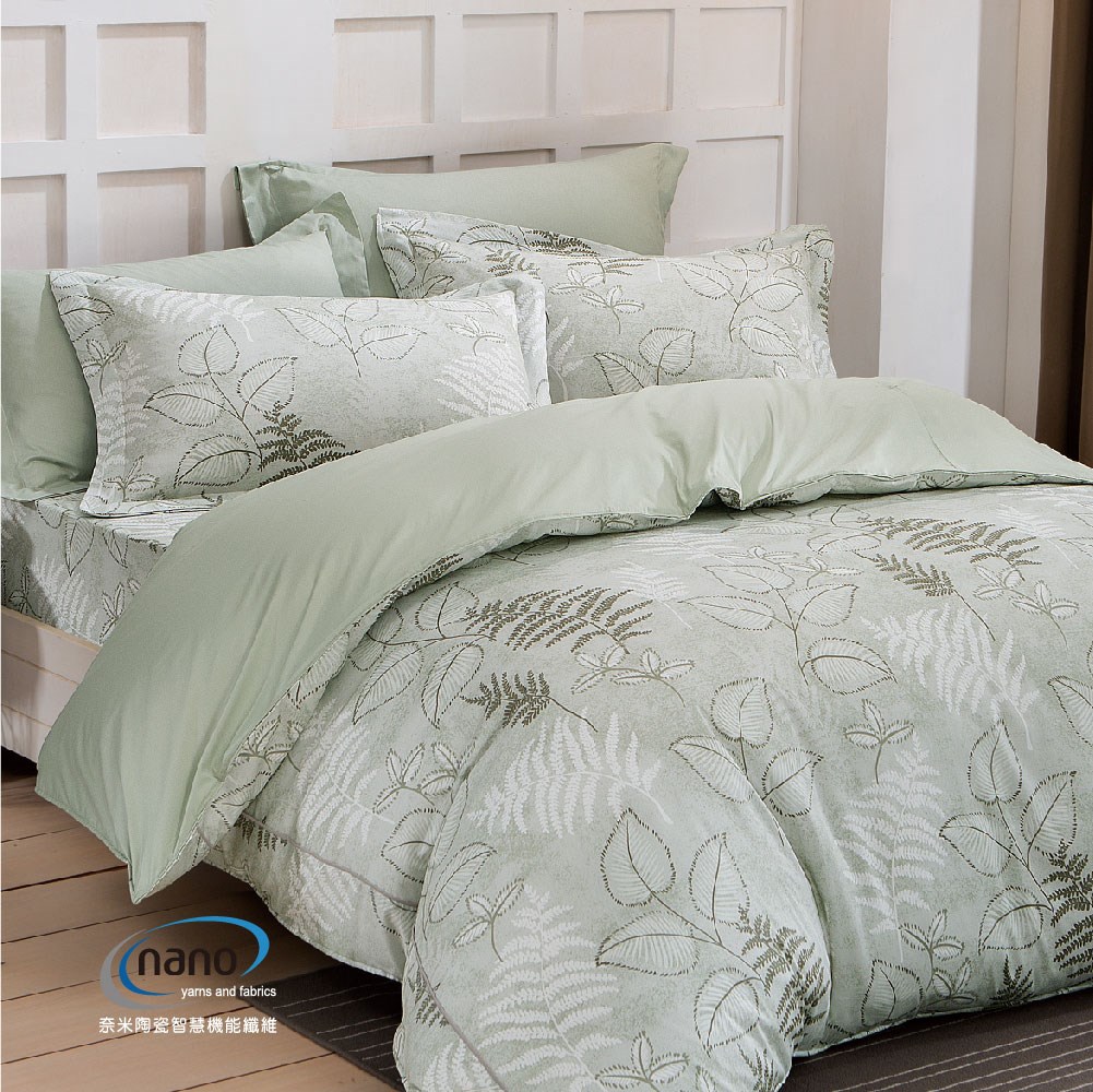 兩用被床包組/床罩組/床包組/被單100%無異纖精梳純棉/2219莎琳(綠)