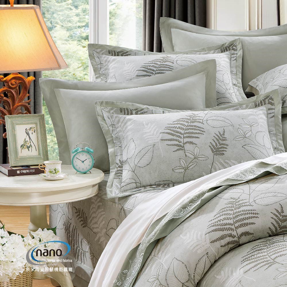 兩用被床包組/床罩組/床包組/被單100%無異纖精梳純棉/2219莎琳(綠)