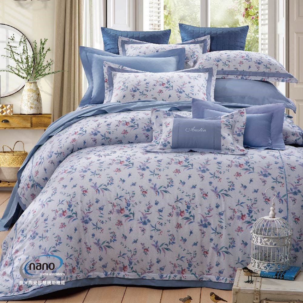兩用被床包組/床罩組/床包組/被單 /天絲+無異纖純棉二合一/2210花仙子(藍)