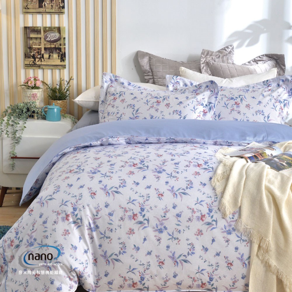 兩用被床包組/床罩組/床包組/被單 /天絲+無異纖純棉二合一/2210花仙子(藍)