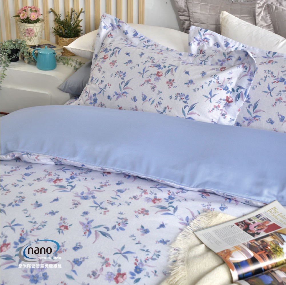 兩用被床包組/床罩組/床包組/被單 /天絲+無異纖純棉二合一/2210花仙子(藍)