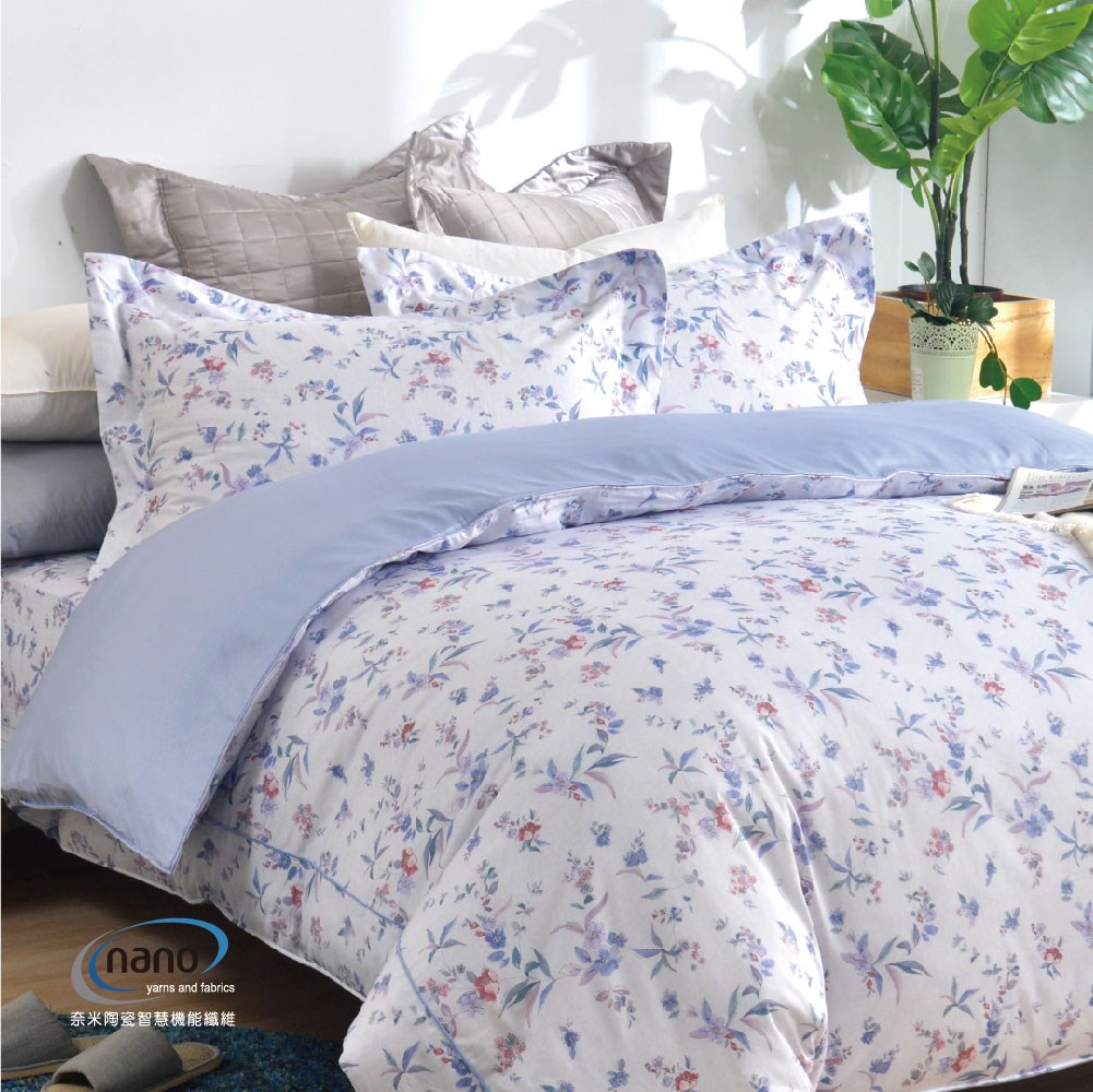 兩用被床包組/床罩組/床包組/被單 /天絲+無異纖純棉二合一/2210花仙子(藍)