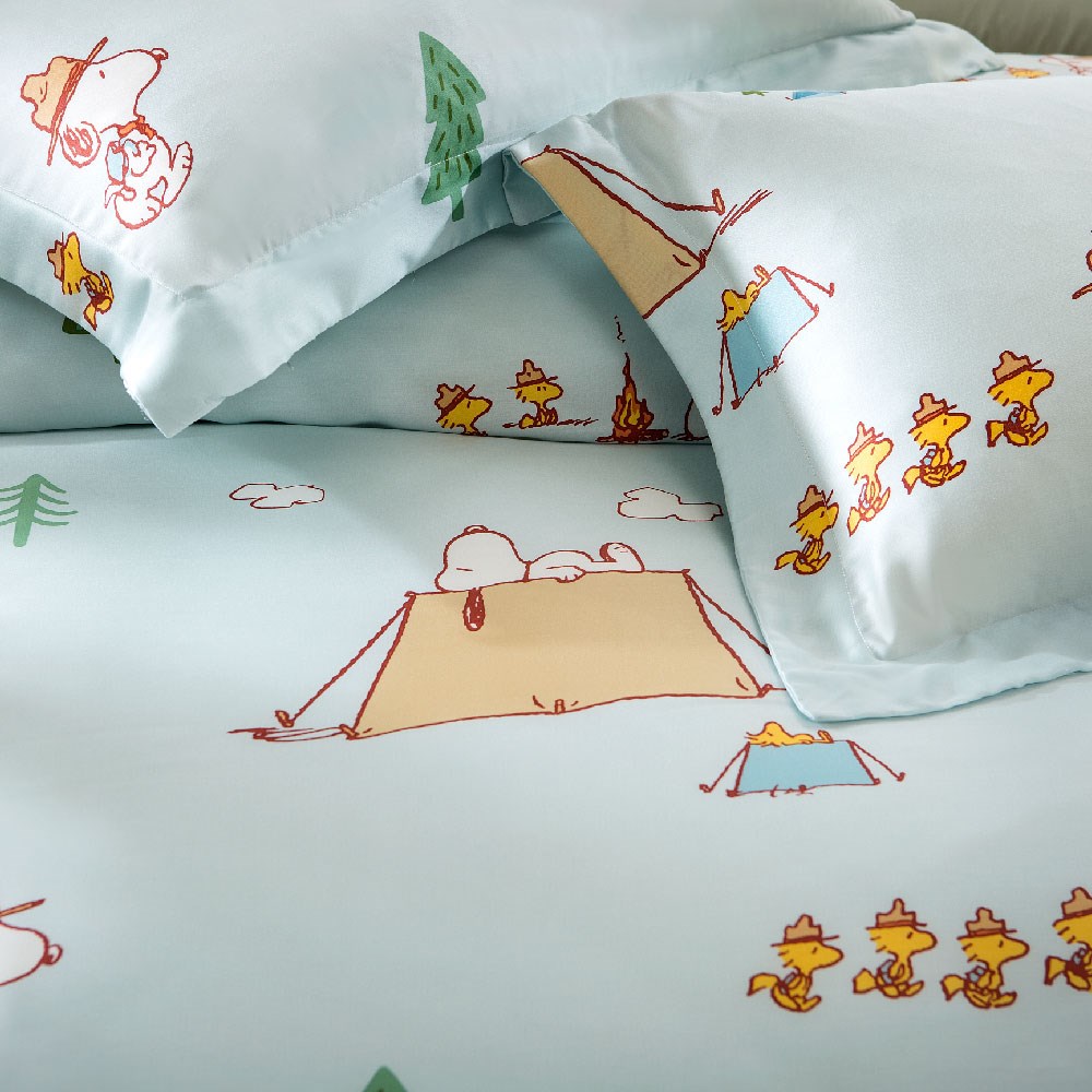 奧斯汀/兩用被床包組/床包組/被單/無異纖精梳美國棉/SN109露營趣(綠)